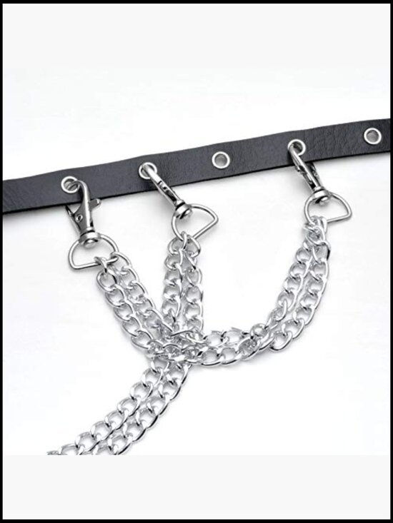 Punk Goth Wrap-around PU Leather Chained Belt Retro Skinny Festival Accessory